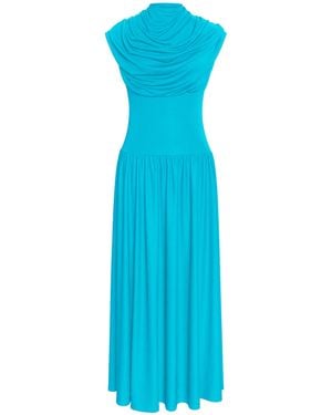 Kallmeyer Victoria Draped Jersey Maxi Dress - Blue