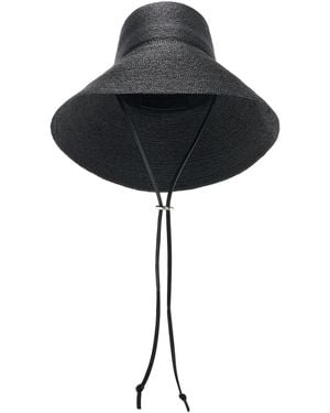 Janessa Leone Suni Raffia Straw Bucket Hat - Black