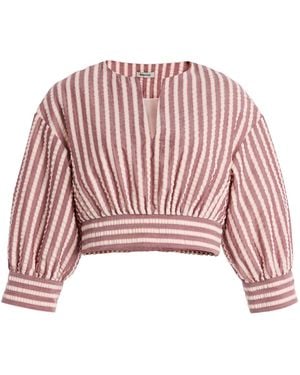 Jonathan Simkhai Noralie Striped Cotton-Blend Cropped Top - Red