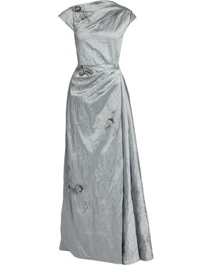 Erdem Asymmetric Textured Satin Gown - Grey