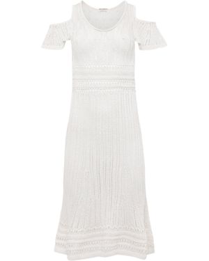 JW Anderson Ruffled Crocheted Midi Dress - White