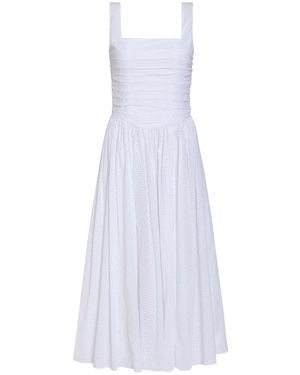 Markarian Maeve Ruched Cotton Eyelet Midi Dress - White