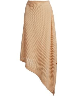 Victoria Beckham Draped Knit Strech-Cotton Midi Skirt - Natural