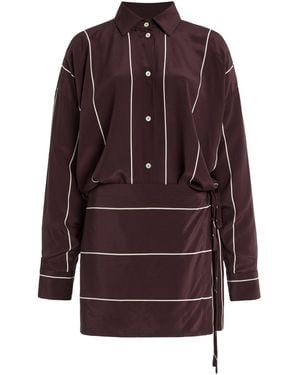 Bondi Born Orta Striped Silk Mini Wrap Shirt Dress - Brown
