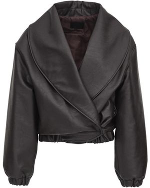 Source Unknown Eleni Faux Leather Bomber Jacket - Black