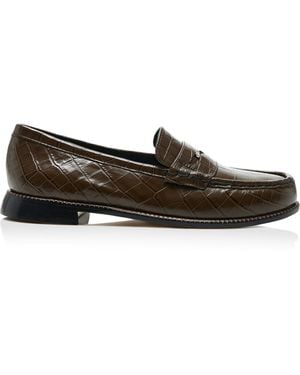 Frēda Salvador Elba Croc-Effect Leather Loafers - Black