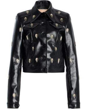 Cucculelli Shaheen Pendant Medallion Embroidered Leather Jacket - Black