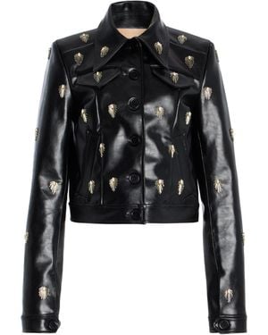 Cucculelli Shaheen Pendant Medallion Embroidered Leather Jacket - Black