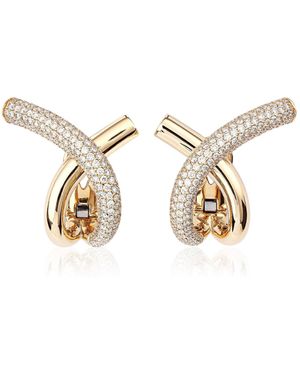 Engelbert 1920 Cross Loop Earrings; Pavé Diamonds And 18K - Metallic