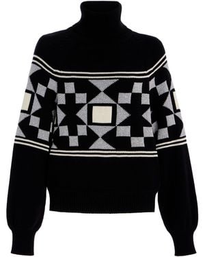 High Sport Lara Fair Isle Cotton-Blend Turtleneck Jumper - Black