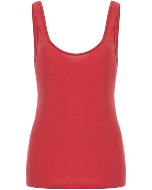 Another Tomorrow Slim Cotton-Blend Tank Top - Red