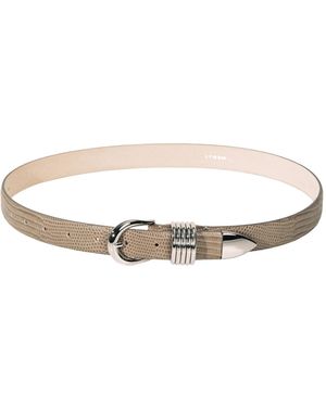 DEHANCHE Hollyhock Lizard-Effect Leather Belt - Grey