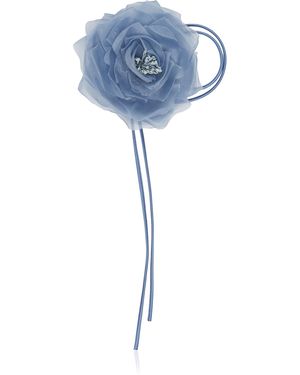 Max Mara Silk Chiffon Flower Brooch - Blue
