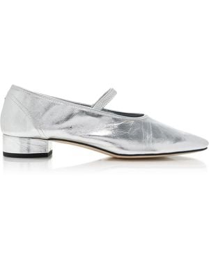 Aeyde Pippa Crushed Metallic Leather Mary Jane Court Shoes