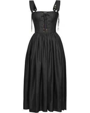 Lena Hoschek Giuseppina Linen Midi Dress - Black