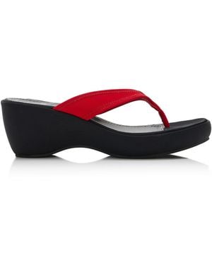 STAUD Remy Thong Wedge Sandals - Red
