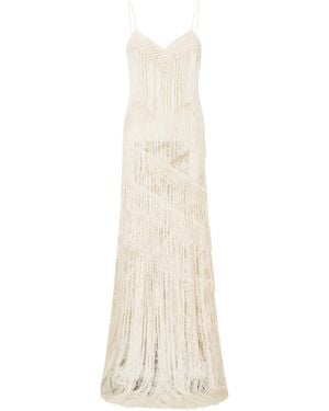 LoveShackFancy Delphi Fringed Maxi Dress - White