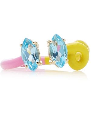 Bea Bongiasca B 9k Yellow Gold Amethyst Enamelled Double Vine Ring - Blue