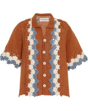 All That Remains Daisy Crocheted Cotton Shirt - Orange