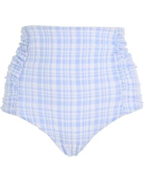 Juillet Luisa Ruched High-Waisted Bikini Bottom - Blue