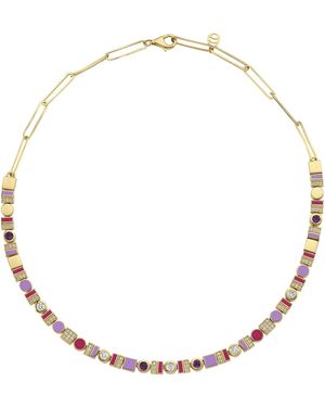 Charms Company Les Bonbons 14K Enamel; Diamond And Amethyst Necklace - White