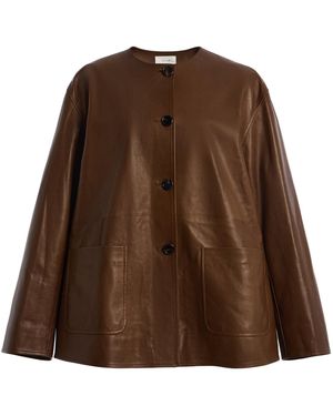 The Row Quintus Leather Jacket - Brown