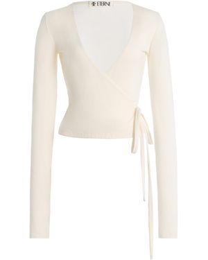 ÉTERNE Jersey Wrap Top - White