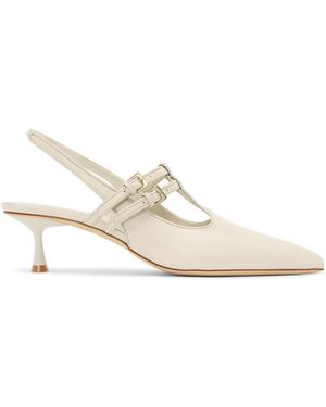 STUDIO AMELIA Alto Leather Slingback Sandals - White