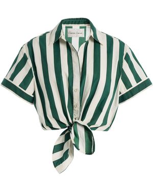 Cara Cara Asbury Striped Cotton Cropped Shirt - Green