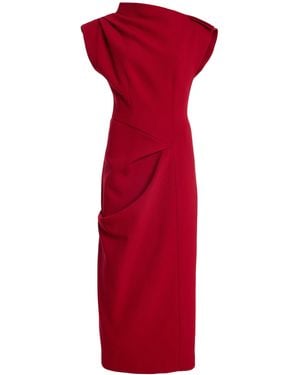 Michael Kors Asymmetric Wool-Blend Midi Dress - Red