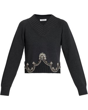 Erdem Embellished Cotton-Cashmere Jumper - Black