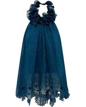 LEO LIN Aster Applique Halter Neck Top - Blue
