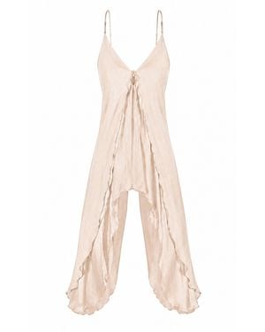 Sleeping with Jacques Elvira Silk Satin Layered Top - Natural