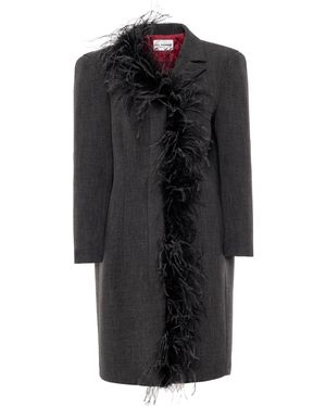 DES_PHEMMES Feathered Car Coat - Black