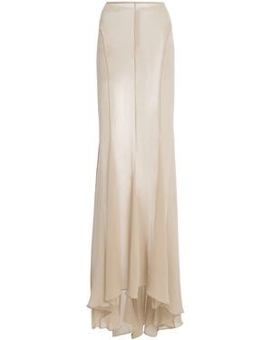 Harithand Exclusive Ruffled Silk Maxi Skirt - White