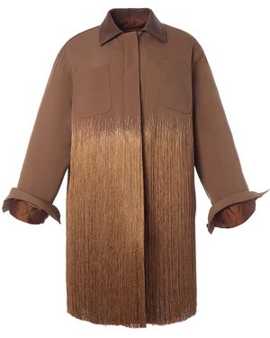 Monse Barn Fringed Satin Jacket - Brown