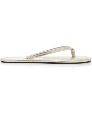 St. Agni Metallic Leather Thong Sandals - White