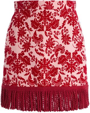 La Veste Cher Fringed Wool Mini Skirt - Red