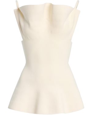 Brandon Maxwell Billie Sculpted Ruffle Top - Natural