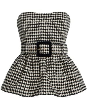 Cara Cara Tilda Houndstooth Wool-Blend Top - Black