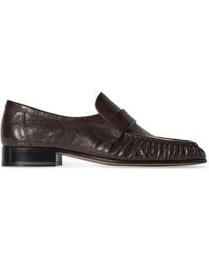 The Row Soft Leather Loafers - Black
