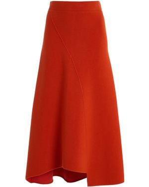 Ashlyn Felix Spliced Merino Wool Midi Skirt - Red