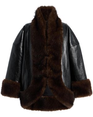 Apparis Carrie Faux Croc Coat - Black