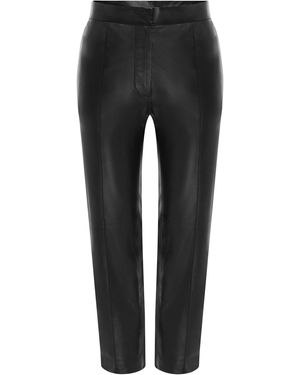 Alex Perry Cropped Leather Straight-Leg Trousers - Black