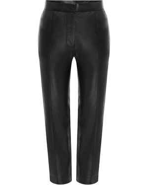 Alex Perry Cropped Leather Straight-Leg Trousers - Black