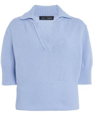 Proenza Schouler Reeve Cropped Cotton Knit Polo Shirt - Blue