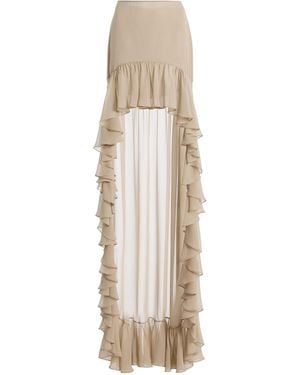 Harithand Dominica Silk Georgette High-Low Maxi Skirt - Natural