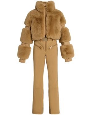 Goldbergh Lieke Vegan Fur Stretch-nylon Ski Suit - Natural