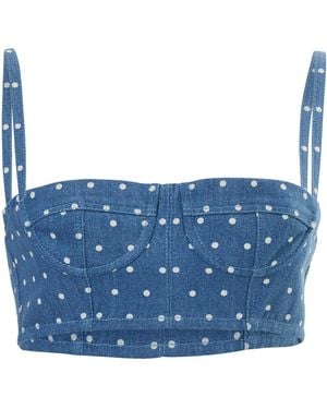 Carolina Herrera Denim Bustier Crop Top - Blue
