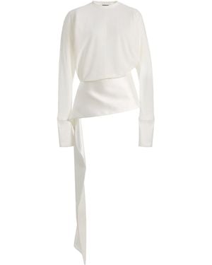 DARKPARK Luna Satin-Detailed Cotton Jersey Top - White